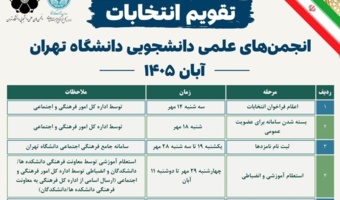 تقویم انتخابات انجمن‌های علمی دانشجویی دانشگاه تهران منتشر شد