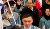 عکس ورود رئیس دانشگاه تهران و سفرای کشورهای خارجی به اجتماع بزرگ دانشگاهیان